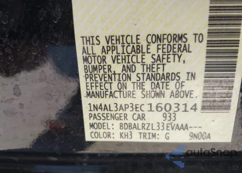 2014 Nissan Altima 2.5 S z USA, uszkodzony, nr VIN 1N4AL3AP3EC160314